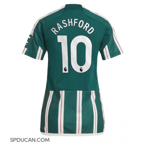 Zenski Nogometni Dres Manchester United Marcus Rashford #10 Gostujuci 2023-24 Kratak Rukav